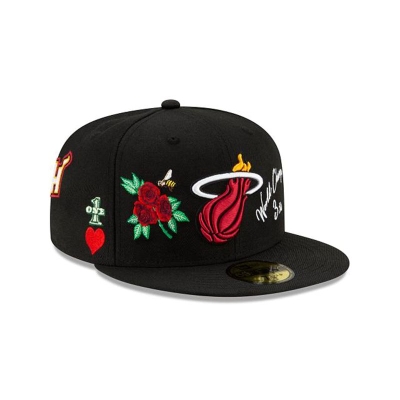 Miami Heat Gorra | New Era NBA Icon 59fifty Fitted Cap Mexico - Negros